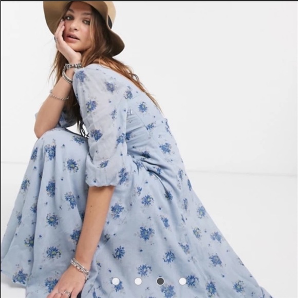 Free People Dresses & Skirts - Free People Sea Glass Midi Dress in Blue